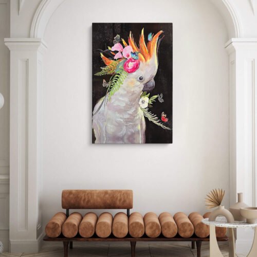 Cockatoo Parrot Canvas Art - Elevate Your Walls with Gallery-Quality Art. Brighten your space with the vibrant beauty of the Cockatoo Parrot Artwork. This gallery-quality framed print showcases the stunning details and lively colours of a cockatoo, adding a touch of tropical charm and elegance to your bedroom, living room, or office décor.