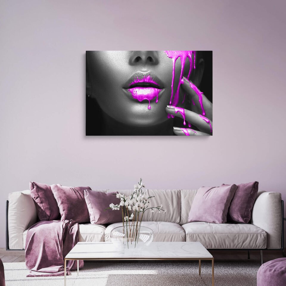 Fuchsia Temptation - Creative Makeup and Paint Drops on a Beautiful Woman - Wall Art Prints. Immerse yourself in the mesmerizing allure of this composition. The woman's beauty is enhanced by imaginative and artistic makeup, which combines bold colors and intricate designs. The vibrant fuchsia paint drops add a touch of whimsy and playfulness, creating a visually striking and captivating image.