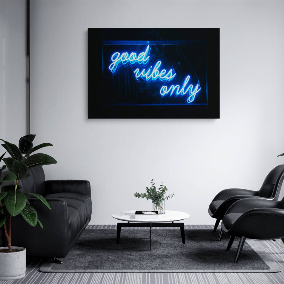 Radiate Positivity - Good Vibes Only - Motivational Wall Art. Emitting an aura of positivity and optimism, this motivational wall art serves as a constant reminder to cultivate uplifting energy in your surroundings. Surround yourself with the power of good vibes and create a space that uplifts your mood and those around you. 