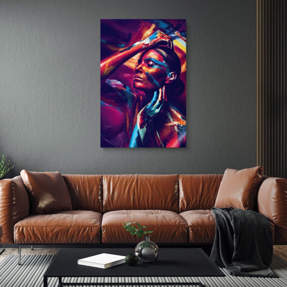 Vibrant Seduction - A Colorful Abstract Body Painting of a Sensual Woman - Sensual Wall Art on Canvas Prints