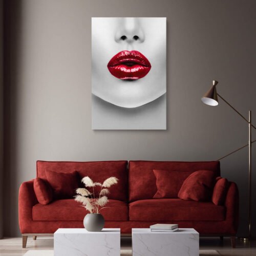 Seductive Allure - Plump Red Lips and Flawless Skin - Wall Art Prints