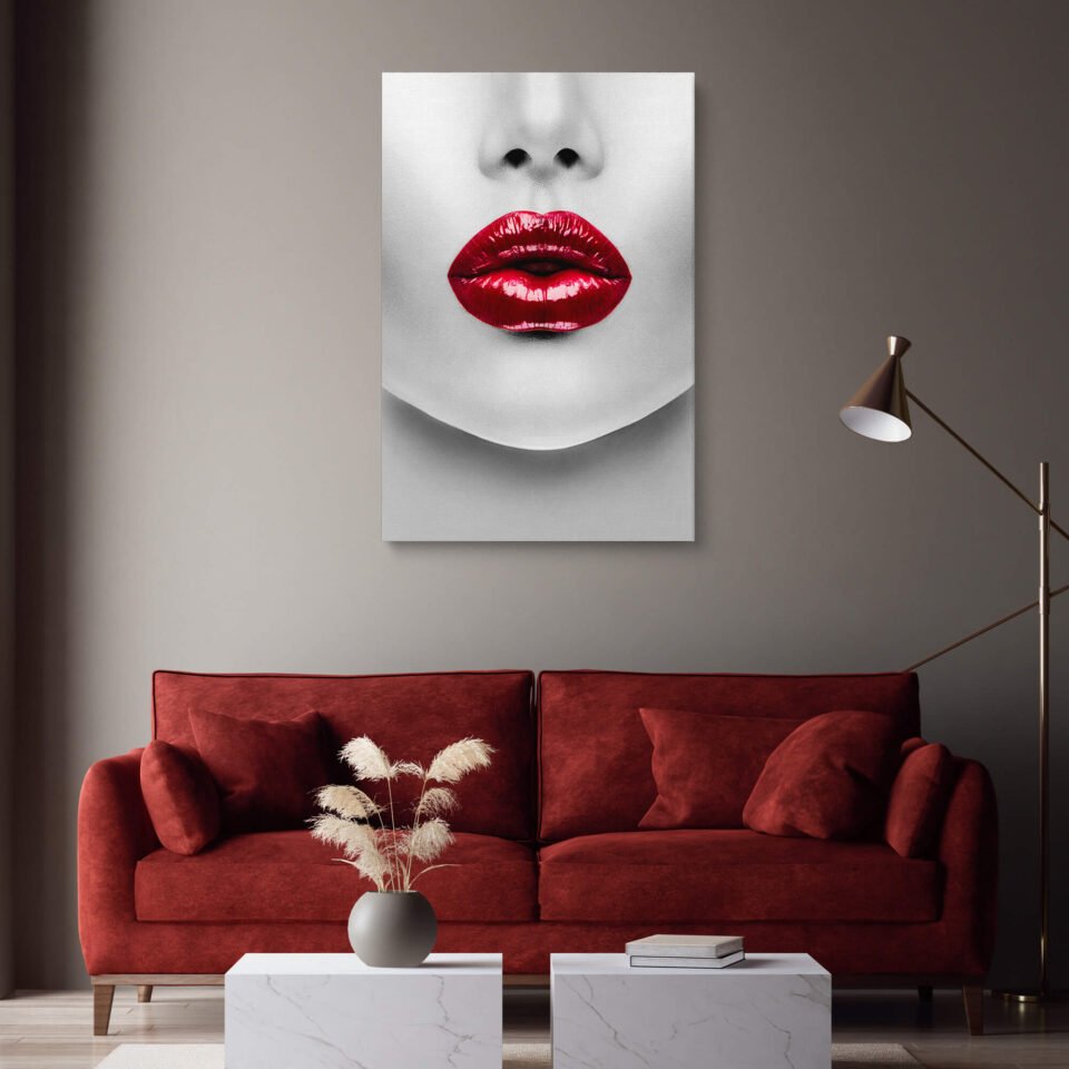 Seductive Allure - Plump Red Lips and Flawless Skin - Wall Art Prints