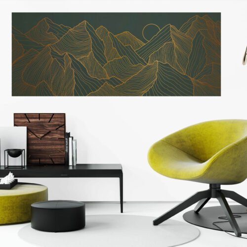 Golden Peaks - Abstract Landscape Canvas Print