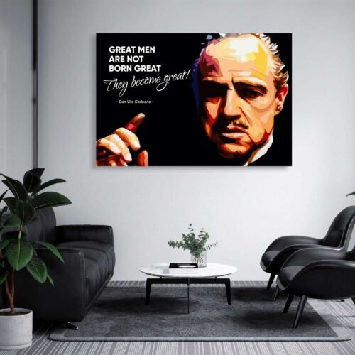 Evolution of a Legend - Don Vito Corleone - Motivational Wall Art. Portraying the profound truth that greatness is not inherited, but earned through time and circumstance, this masterpiece celebrates the transformation of a man into a true legend. Display it proudly in your space and draw inspiration from the compelling journey of a remarkable character.