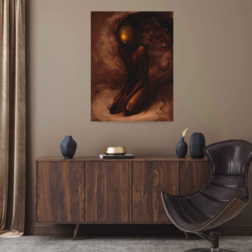 Shadows of Redemption: Canvas Print of Lucifer the Fallen Angel - Dark Abstract Wall Art Prints This captivating artwork portrays Lucifer, the Fallen Angel, in a mesmerizing abstract style. The intricate brushstrokes and haunting color palette evoke a sense of mystery and intrigue. Perfect for those who appreciate the allure of the dark side, this canvas print will add a touch of mysticism and sophistication to any space.