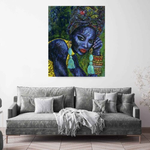 African Essence - Wall Art The intricate details and vibrant colors captured in this oil painting will add a touch of cultural beauty and artistic flair to any space. Let this captivating canvas print become the centerpiece of your home, showcasing the beauty and celebration of African culture.