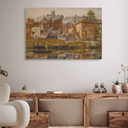 By Severnside, Bridgnorth - Famous Painting by Edward John Poynter - Reproduction on Canvas Print
