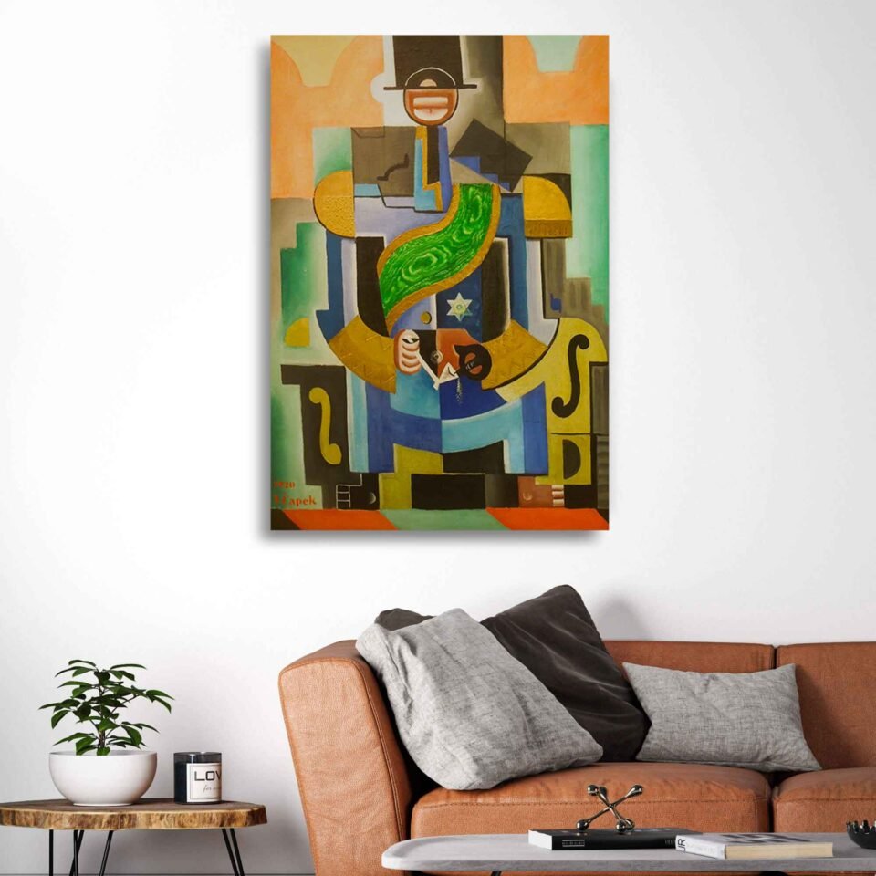 African King Framed Artwork: Abstract Painting by Josef Čapek Famous Cubist Artist. This piece of artwork has been transformed into a beautiful canvas print that will add elegance and sophistication to any room in your home or office.
