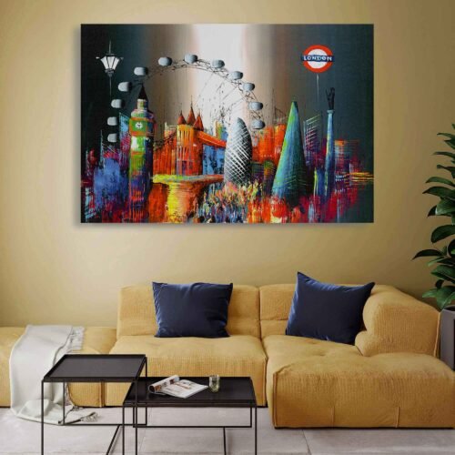 London Palette - Vibrant Art - Landmarks in Living Watercolour. The combination of bold and vivid colors infuses the artwork with energy and excitement, perfectly reflecting the vibrant atmosphere of London. It becomes a statement piece that adds a burst of color and life to any space, whether it's a living room, bedroom, or office.