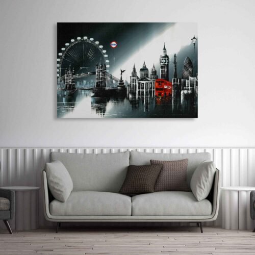 London Wall Art Cityscape - Canvas Prints. Indulge in the allure of London's landmarks with our Giclée Print on Canvas. Experience the majesty of Big Ben, the charm of Tower Bridge, and the beauty of London's cityscape as they come to life in monochrome splendor. Let this exquisite artwork become the centerpiece of your space, adding a touch of sophistication and artistic beauty to your surroundings.