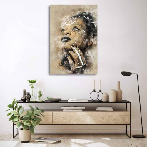 Afrocentric Elegance - Captivating Portrait of an Attractive African Girl - African Wall Art. Let the captivating portrait and symbolic body paint transform your surroundings, creating an atmosphere of cultural appreciation, beauty, and a profound celebration of African heritage and identity.