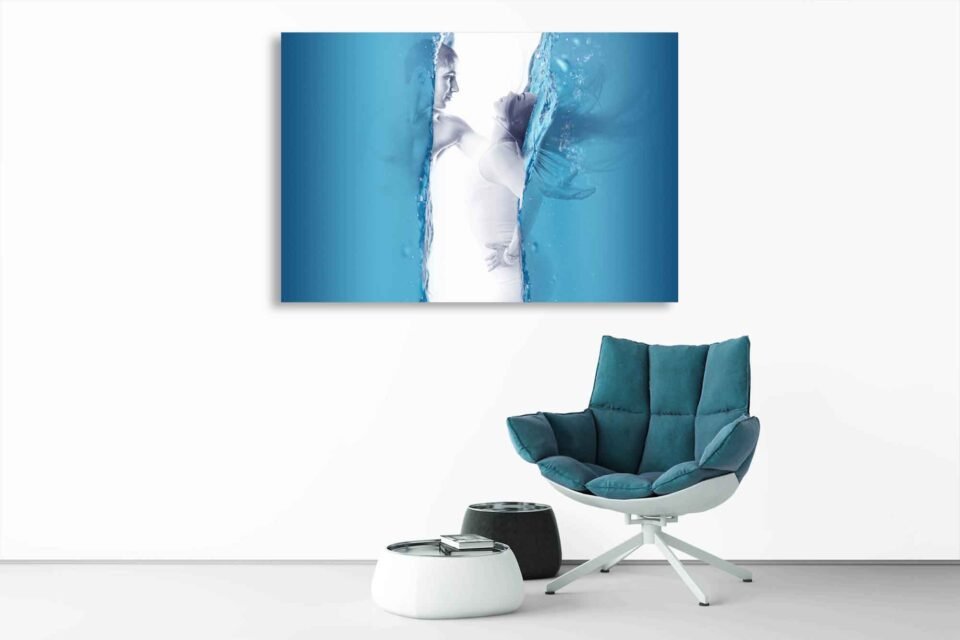 Aqua Embrace - Surreal Love in Blue Waters - Surreal Art