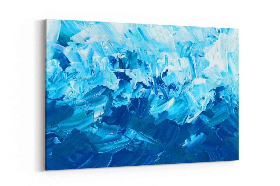 Frozen Elegance - Abstract Prints in Blue and White Strokes