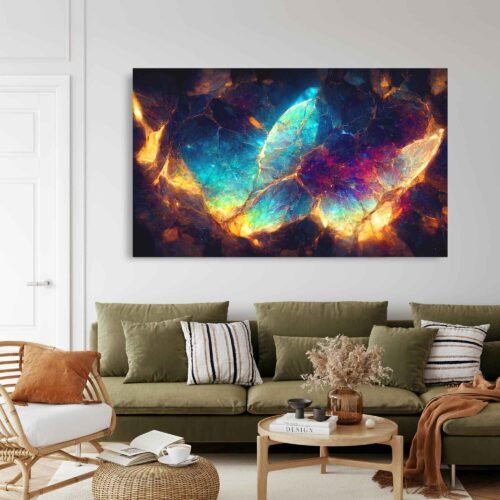 Crystal Dreams - Canvas Art - Abstract Stained Glass in Space - Canvas Wall Art Prints Crystal Dreams - Canvas Art - Abstract Stained Glass in Space - Canvas Wall Art Prints. In "Galactic Crystal Dreams," you'll witness a breathtaking convergence of celestial elements, as vibrant nebulae dance amidst a vast expanse of space. The abstract design weaves together intricate patterns reminiscent of stained glass windows, creating an otherworldly spectacle that transcends traditional artistic boundaries.