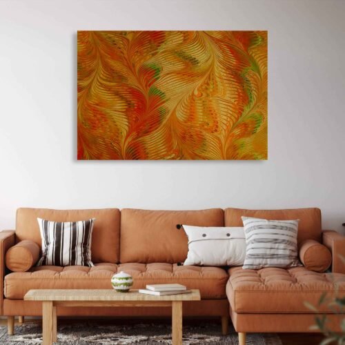 Whirling Harmony Wall Art - Brighten Up Your Living Room - Mottled Colours and Dynamic Movements in Arabesque Artwork. Let the captivating patterns, vivid colors, and rhythmic movements of this artwork transform your surroundings, creating an atmosphere of elegance, creativity, and a profound appreciation for the intricacies of arabesque design.