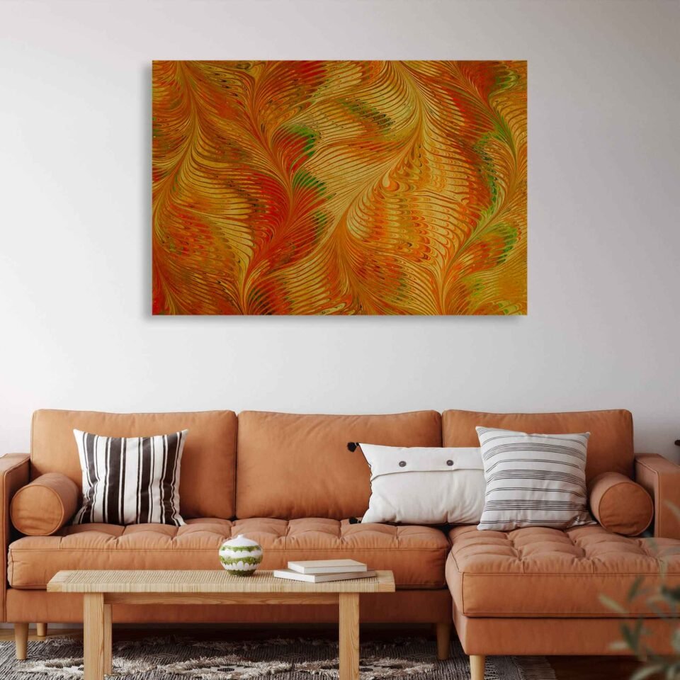Whirling Harmony Wall Art - Brighten Up Your Living Room - Mottled Colours and Dynamic Movements in Arabesque Artwork. Let the captivating patterns, vivid colors, and rhythmic movements of this artwork transform your surroundings, creating an atmosphere of elegance, creativity, and a profound appreciation for the intricacies of arabesque design.