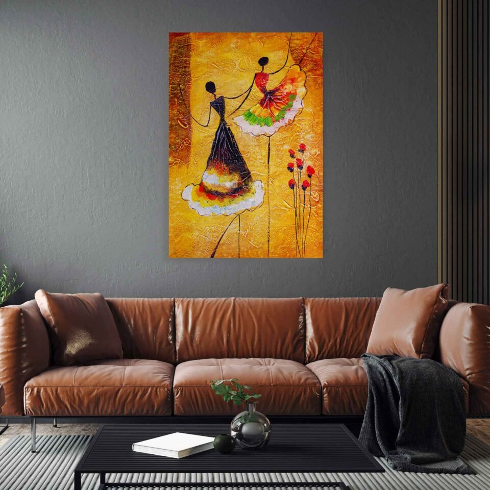 Flamenco Reverie - Captivating Spanish Dance in Oil Painting - Wall Art Prints. Transport yourself to the heart of the dance, feel the rhythm, and experience the passion that this artwork embodies. Add a touch of elegance, culture, and artistic expression to your space with this exquisite canvas print reproduction.