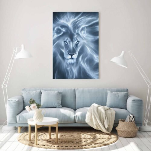 Spectral Majesty - White Ghost Lion on Wildlife Prints. "Spectral Majesty" celebrates the allure of the supernatural, where the lion's spectral appearance adds an air of intrigue and fascination. The artwork transcends the boundaries of reality, transporting you to a realm where the spirit of the lion roams freely.