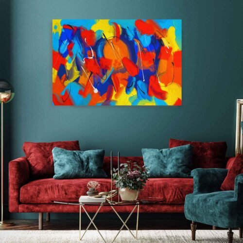 Color Symphony - Abstract Art. Every intricate detail and brushstroke of the original painting has been meticulously reproduced to maintain artistic integrity and impact. The rich and varied color palette, combined with the expressive textures, brings depth and dimension to the artwork, immersing viewers in a captivating visual experience.
