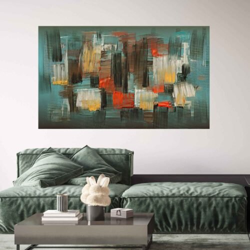 Turquoise Tranquility - Abstract Acrylic Art with Modern Accents - Abstract Wall Art Prints. The captivating blend of colors, textures, and modern aesthetics adds depth and visual interest, becoming a stunning centerpiece that reflects your appreciation for contemporary art. Elevate your decor with this remarkable oil painting reproduction and let it inspire a sense of tranquility and introspection in your surroundings.
