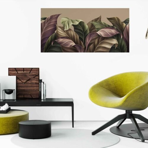 Golden Tropics Canvas Prints - Vintage Green and Brown Leaves. The delicate lines and intricate details of the leaves create a visually stunning composition that evokes a sense of tranquility and natural elegance. Allow this remarkable artwork to become a cherished addition to your decor, bringing the essence of vintage tropical landscapes into your everyday life.
