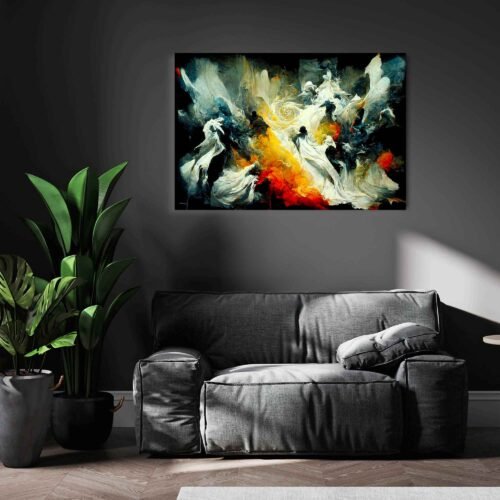 Visions of Eternity - Abstract Art - Expressionism of Paradise and Hell War - Expressionism Art. The abstract expressions of paradise and hell come alive, transporting you to a world of heightened emotions and profound symbolism. It serves as a conversation piece, sparking discussions about the complexities of existence, the dualities of life, and the eternal struggle between good and evil.