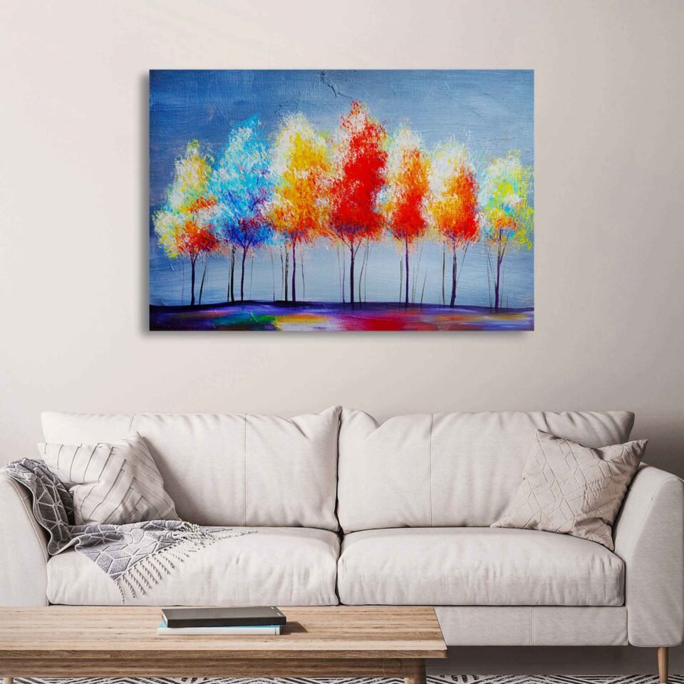 Radiant Foliage - Hand-Painted Impressionist - Landscape Wall Art Prints Its vivid colors, artistic style, and peaceful ambiance will create a sense of harmony and beauty in your surroundings. Elevate your decor with this remarkable reproduction and let the symphony of nature's colors inspire and uplift your senses.