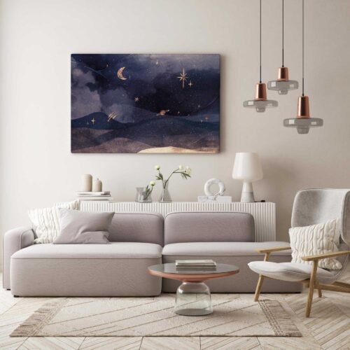 Twilight Tales - Universe Art - Embrace the Enchantment of the Night's Step into a realm where reality intertwines with the magic of twilight, as the artwork weaves tales of beauty and mystery. The realistic touch adds a sense of authenticity, making you feel as if you could step right into the scene. Elevate your home decor with this extraordinary masterpiece, as it infuses your living space with sophistication and an air of enchantment.