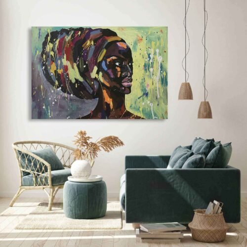African Turbaned Empowerment - Black Lives Matter - African Art on Canvas Prints. This striking African artwork is a tribute to the struggle for justice, equality, and human rights. It highlights the significance of acknowledging and celebrating the diversity and contributions of African culture.