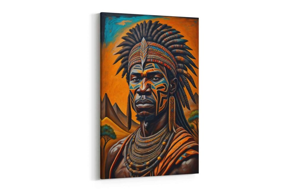 African Warrior - Primitive Abstraction in Ethereal Hues - African Art on Canvas Print