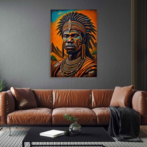 African Warrior - Primitive Abstraction in Ethereal Hues - African Art on Canvas Print. The portrayal of the warrior exudes a sense of courage and pride, reflecting the rich cultural heritage of African tribes. The fusion of primitive abstraction with ethnic motives creates a unique and compelling piece that celebrates the resilience and spirit of the warrior.