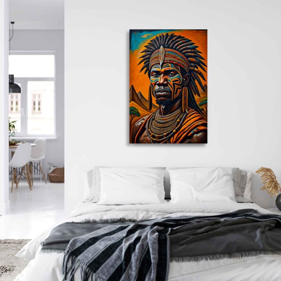 African Warrior - Primitive Abstraction in Ethereal Hues - African Art on Canvas Print