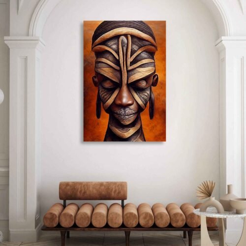 Guardian of Tradition - African Tribal Portrait - African Art for Home Decor. This captivating artwork serves as a powerful representation of the African cultural legacy. The tribal portrait stands as a testament to the deep-rooted customs and values that have withstood the test of time.