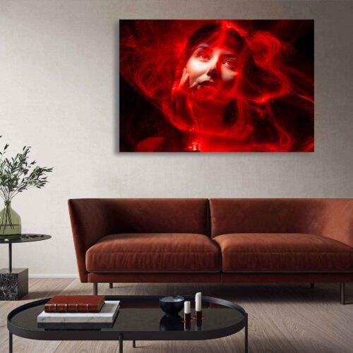 Illuminated Beauty - Abstract Portrait in Neon Light on Canvas Prints. This artwork is a celebration of the marriage between traditional portraiture and abstract modernity. It embodies the harmony of classic beauty and contemporary creativity, inviting you to explore the endless possibilities of artistic expression.