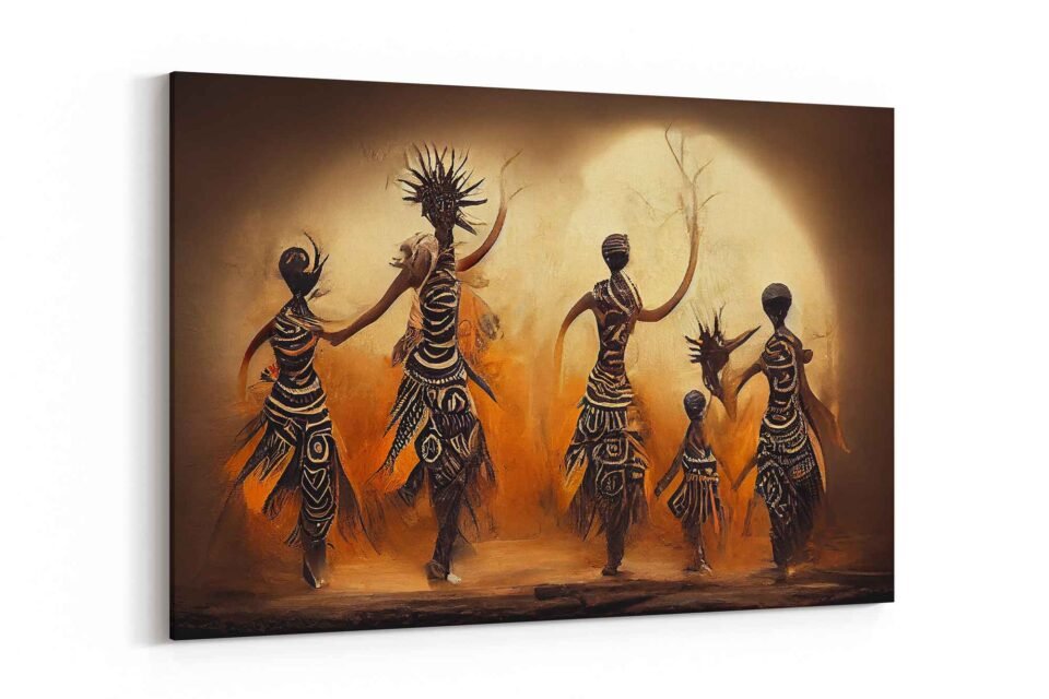 Rhythms of Tradition - Abstract African Tribal Dance - African Art on Canvas Prints. Gallery-Quality Canvas Wall Art Prints for Home Decor.