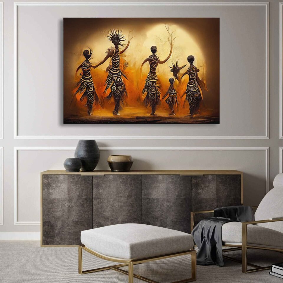 Rhythms of Tradition - Abstract African Tribal Dance - African Art on Canvas Prints. Gallery-Quality Canvas Wall Art Prints for Home Decor.