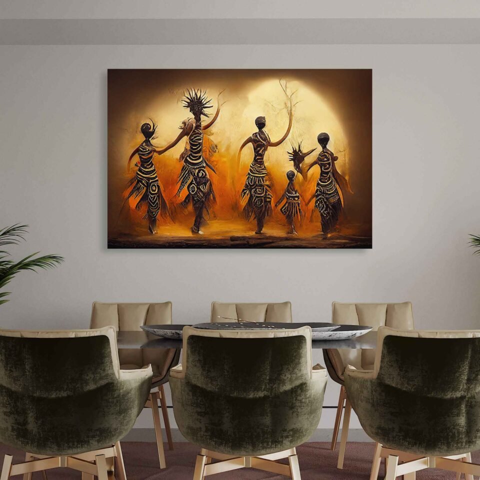 Rhythms of Tradition - Abstract African Tribal Dance - African Art on Canvas Prints. Gallery-Quality Canvas Wall Art Prints for Home Decor.
