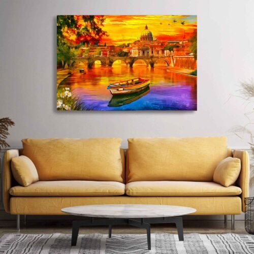 Rome's Golden Horizon - St. Peter's Cathedral and Tiber River - Wall Art Prints. Let this canvas print be a source of wanderlust, a captivating addition to your decor, and a celebration of the captivating beauty that only Rome can offer. Elevate your space with the eternal elegance of this extraordinary artwork and let the spirit of Italy's golden horizon transform your surroundings.