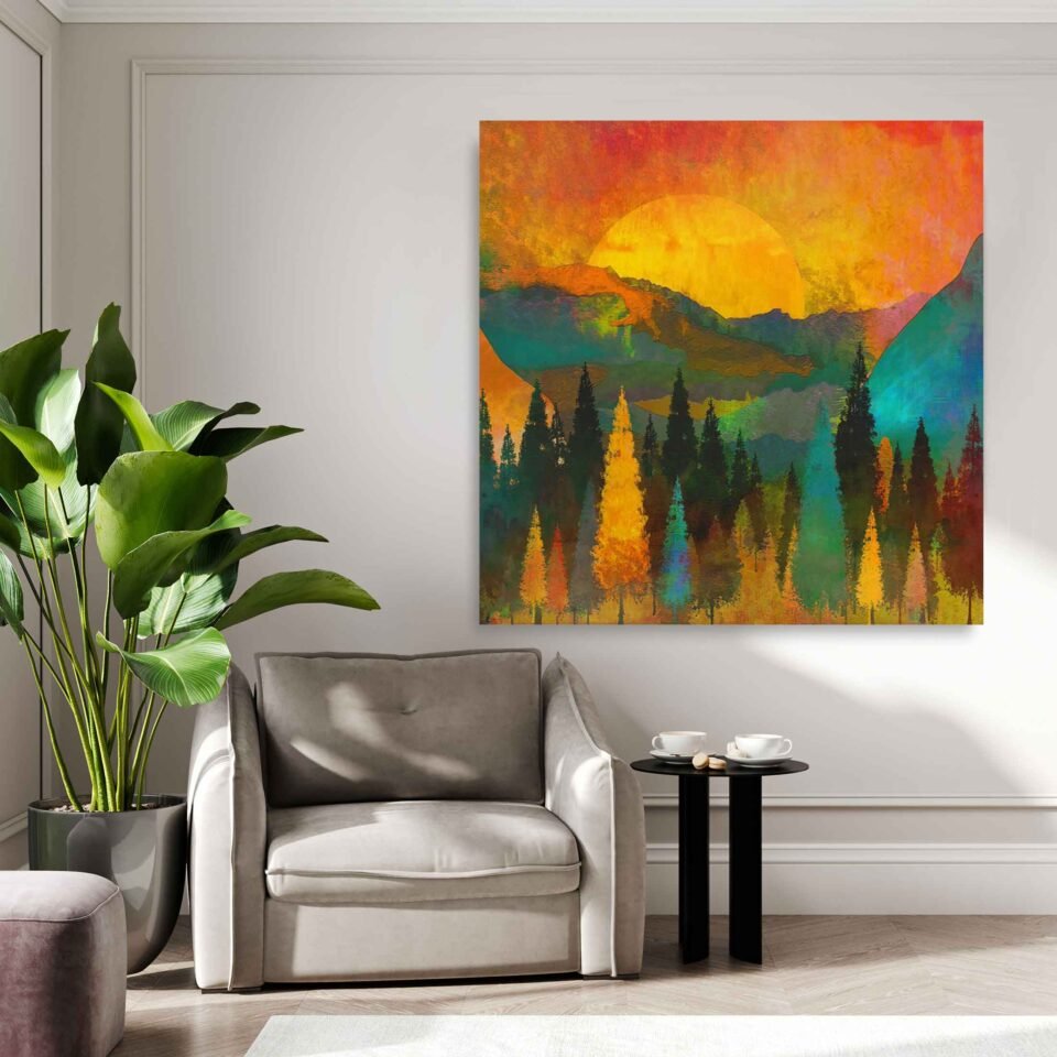 Golden Awakening - Sunrise Over Mountainous Pine - Landscape Wall Art
