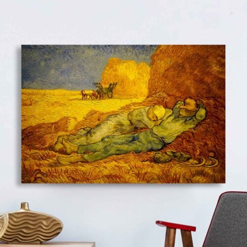 The Siesta - Vincent van Gogh. This faithful reproduction captures every brushstroke, every hue, and every nuance of the original artwork. Whether it graces your living room or bedroom, it's an exquisite addition that brings the spirit of Van Gogh into your living space.