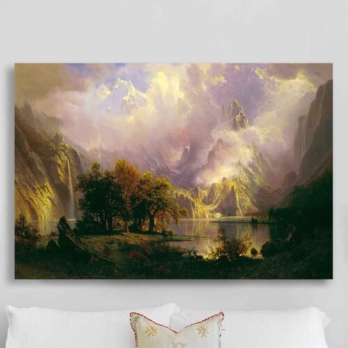 Rocky Mountain by Albert Bierstadt - Reproduction on Canvas Prints This faithful reproduction captures every intricate detail, every nuance of light and shadow, and every breathtaking vista of the original painting. Whether it adorns your living room, study, or any living space, it's a testament to the beauty of nature and the genius of Bierstadt