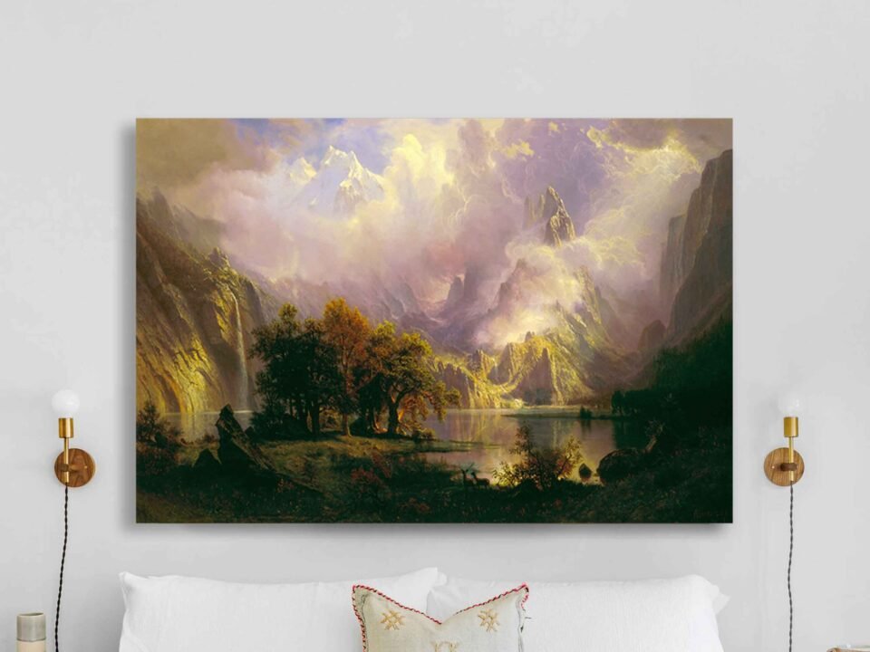 Rocky Mountain by Albert Bierstadt - Reproduction on Canvas Prints This faithful reproduction captures every intricate detail, every nuance of light and shadow, and every breathtaking vista of the original painting. Whether it adorns your living room, study, or any living space, it's a testament to the beauty of nature and the genius of Bierstadt
