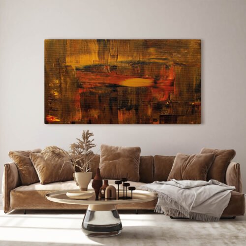 Abstract Patterns - Canvas Prints. This canvas print showcases dark, colorful patterns in a mesmerizing brown painting. The intricate details and abstract elements create a captivating visual experience. Elevate your space with this unique piece that blends artistry and sophistication. Perfect for those who appreciate distinctive patterns and deep, rich hues. Add a touch of mystery and style to your home or office with this stunning canvas print.