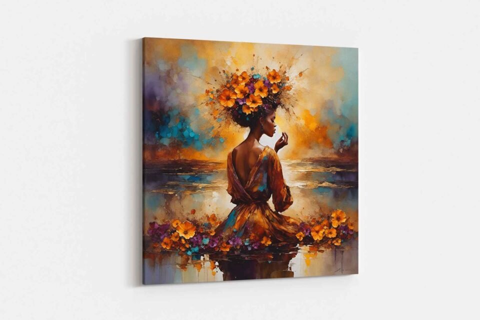 African Woman with Floral Crown - Image 3