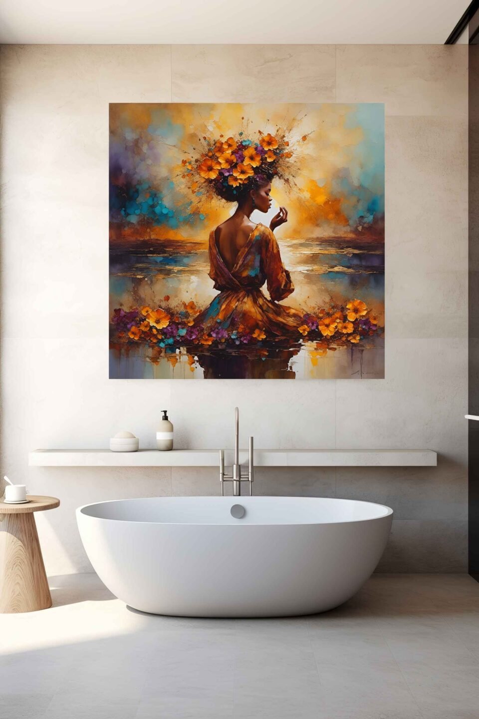 African Woman with Floral Crown - Image 4