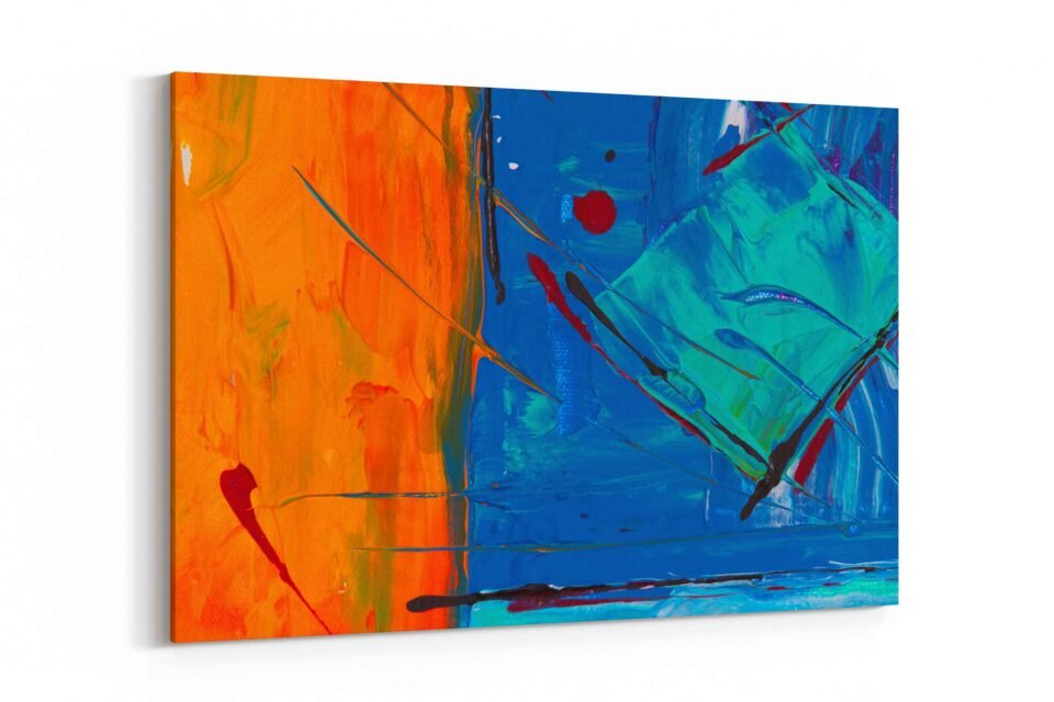 Vibrant Orange & Blue - Abstract Art - Image 2