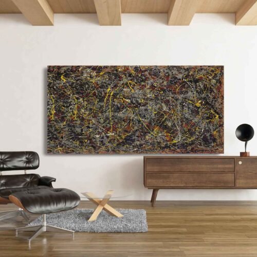 Vibrant Pollock Artwork - Abstract Art Prints for Big Impact Decor - Perfect for Living Room and Bedroom Walls. Elevate your home with this extra-large Pollock-inspired abstract wall art. Perfect for living rooms or bedrooms, the unique design adds a modern touch to your space, making a bold statement in any decor.