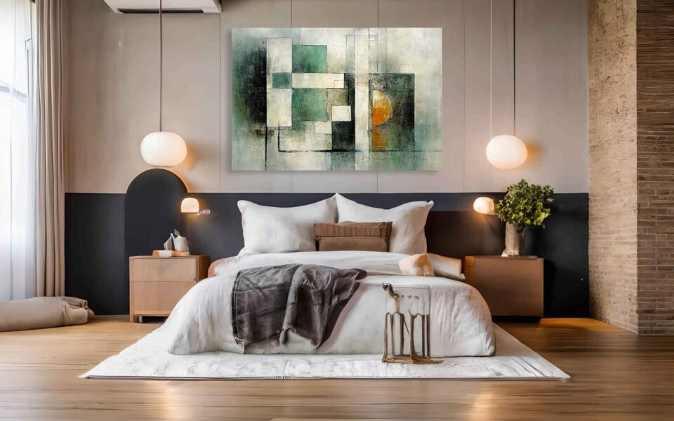 Golden and Grey Abstract Wall Art - Image 2