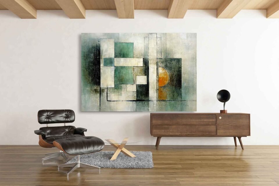 Golden and Grey Abstract Wall Art - Image 4