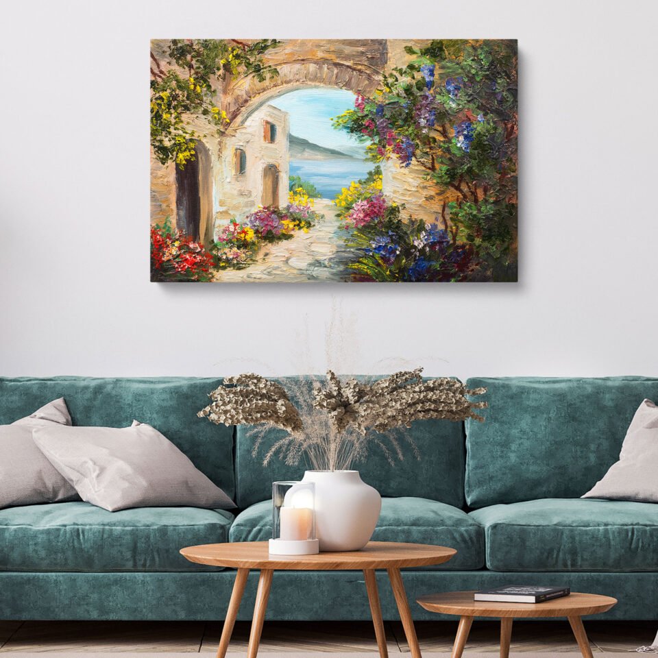 Mediterranean Village Landscape Wall Art - Image 2